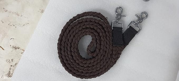 8' Braided Cotton Rein for Horse Headstall with Snaps Soft and Durable Reins