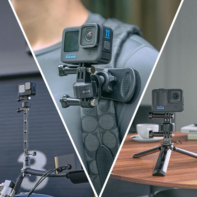 Magnetic Accessories for GoPro, Quick Release Base for Bike, Selfie Stick, Monopod, Tripod Mount, Compatible with GoPro Hero 13/12/11/10 Black, Akaso, Insta, DJI and More (Magnetic Accessories)