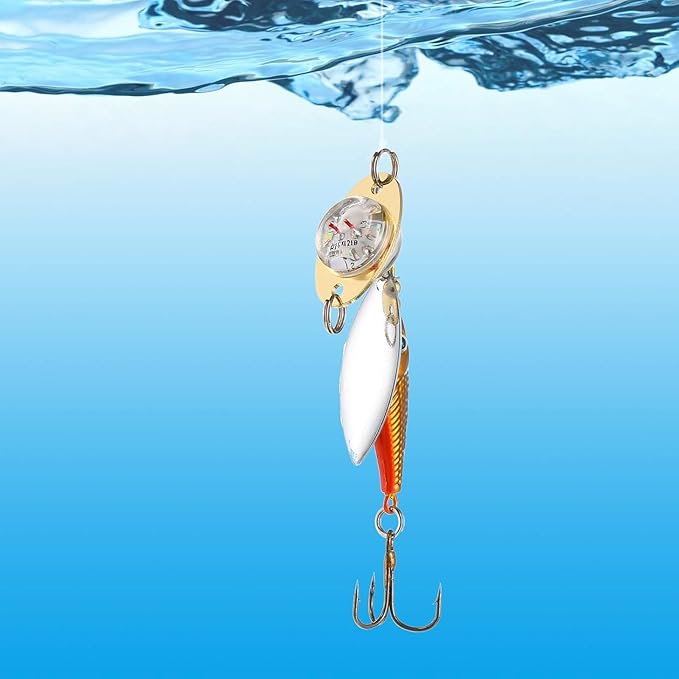 Skylety LED Fishing Lures Lighted Fishing Spoons Underwater Flasher Bass Halibut Saltwater Trolling Deep Drop LED Lighted Bait Flasher