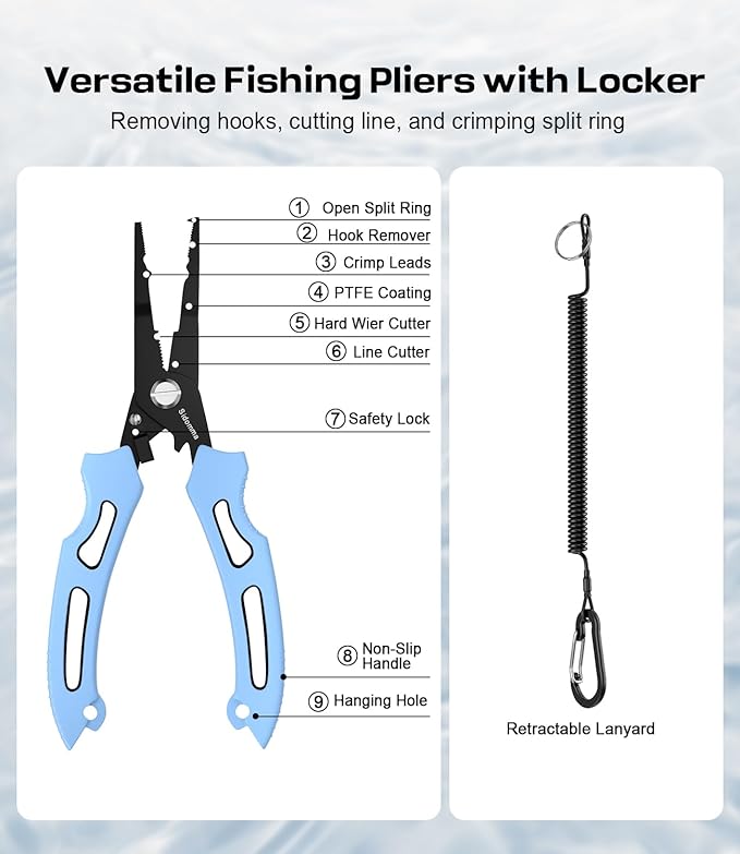 釣りペンチ、フィレナイフ、ハサミ、魚掴み器、フィッシュルーラー付きのプロ釣り道具・用品ツールアクセサリーキット メンズへの釣りギフト 海水釣り フライフィッシング 氷上釣り