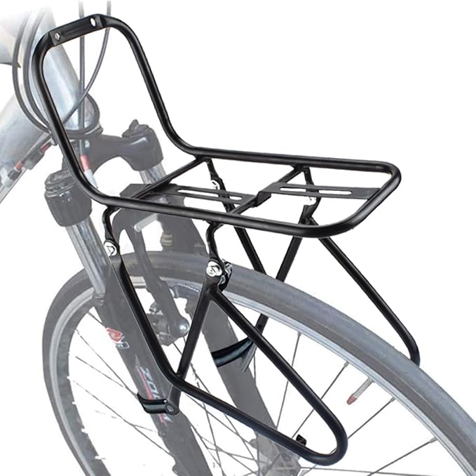 Front Bike Rack, 15KG Capacity Bicycle Luggage Rack Universal Cargo Carrier for Mountain/City Bike, Heavy Duty Touring Pannier Stand