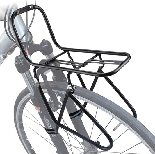 Front Bike Rack, 15KG Capacity Bicycle Luggage Rack Universal Cargo Carrier for Mountain/City Bike, Heavy Duty Touring Pannier Stand