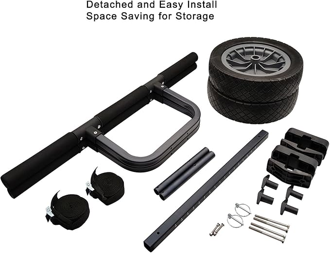 Heavy Duty Kayak Cart, Width Adjustable Canoe Cart with 12inch Flatfree Beach Wheels Boat Dolly Cart Transport Carrier
