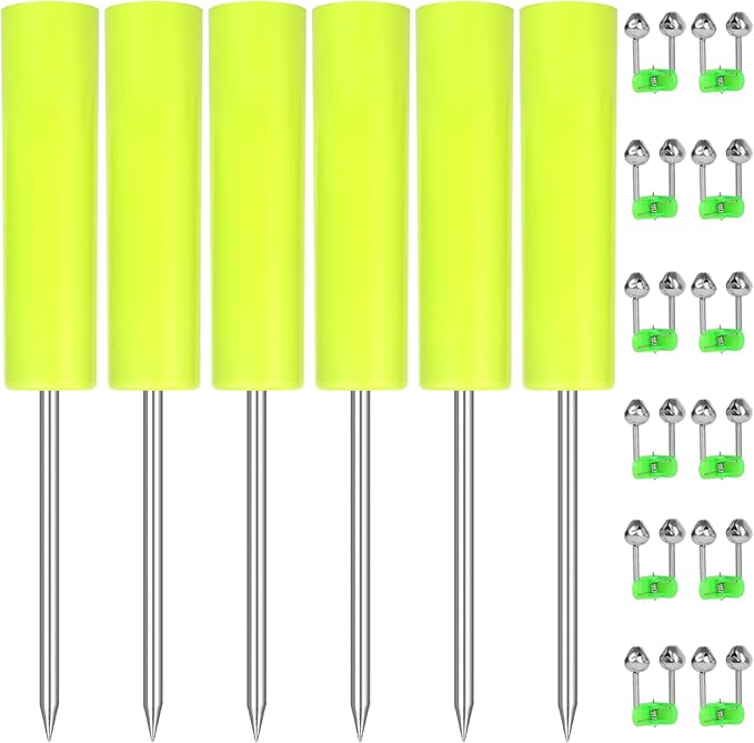 Fishing Rod Holder for Ground: 6pcs Extendable Telescopic Fishing Pole Holders for Bank Ground Sand with 12 Alarm Bells