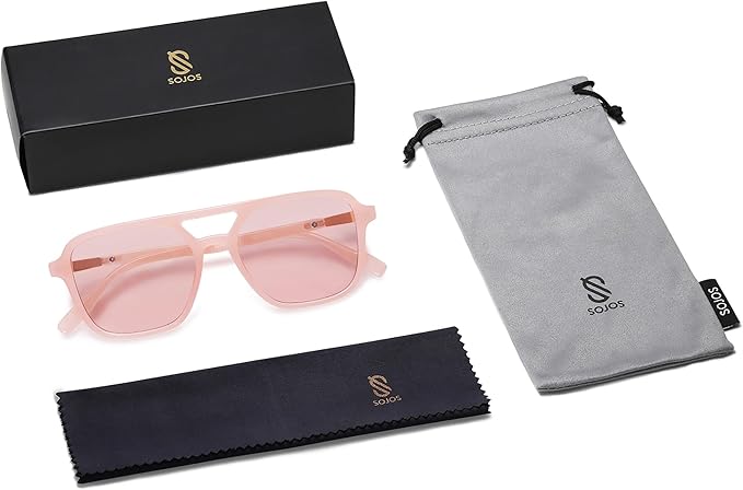 SOJOS Retro Aviator Sunglasses for Women Men,Trendy Rectangle Womens Mens Shades Sun Glasses SJ2202