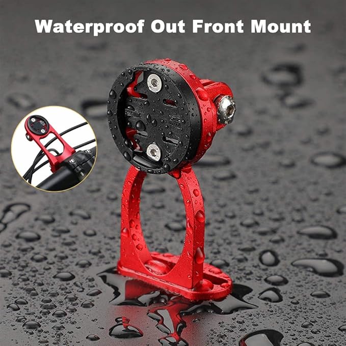 Front Combo Bicycle Computer Mount, Extended Out-Front Mount, Compatible with Garmin Cateye Bryton GoPro GPS or Cameras, Red