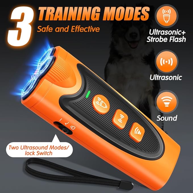 AWOOF New 2025 3X Ultrasonic Anti Barking, Dog Bark Deterrent Device, 6 Training Modes 24 FT Range Barks， Humane Alternative to Training Collars