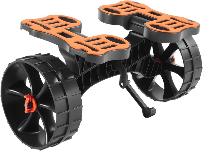 VEVOR 300 lbs Kayak Cart, Foldable Kayak Trolley with 10-inch Solid Rubber Tires & 1 Ratchet Strap, Paddle Board Trolley for Carrying Kayaks, Canoes, Paddleboards, Float Mats, Jon Boats