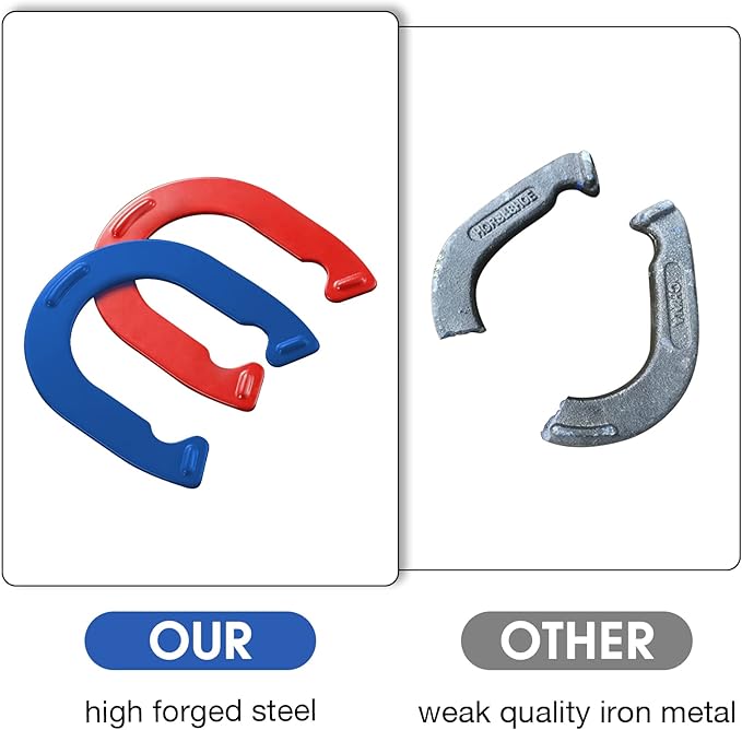 Horseshoes Outside Game, Horseshoes Outdoor Games Set Heavy Duty Steel 4 Horse Shoes & 2 Stakes, Horse Shoes Outdoor Games for Adults and Family - Ideal for Backyard, Lawn, Beach