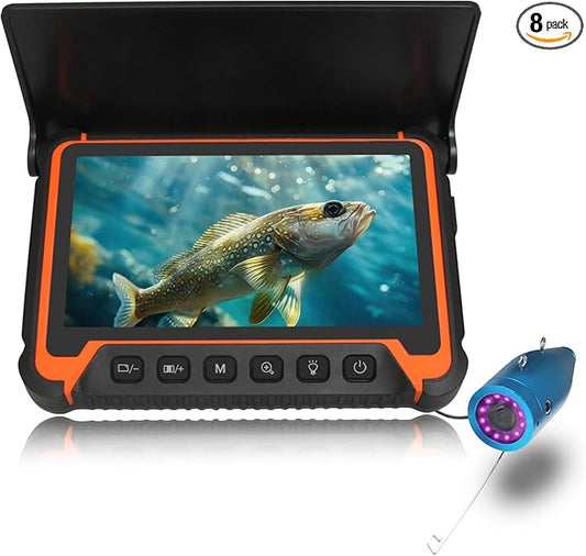 水中釣りカメラ、7インチIPSスクリーン魚群探知機、12個の赤外線ライト付き1000TVLアイスフィッシングカメラ、6時間バッテリー、USB-C充電、湖、ボート、アイスフィッシング用48フィート/14.6Mケーブル