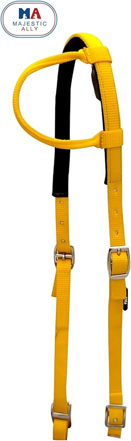 Majestic Ally Nylon Padded Sliding Single Ear Headstall for Horses- Set of 2 - Multiple Colors