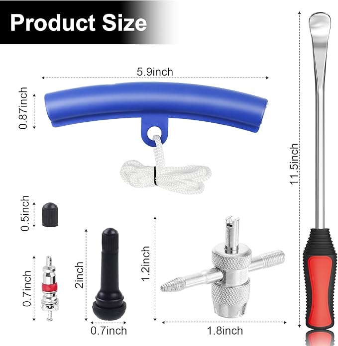 HTOMT 11.5" Tire Spoon Kit, 26pcs Tire Changing Tool for Motorcycle Dirt Bike Lawn Tractor Bicycle, Motorcycle Tire Changer Tire Removal Tool with 3pcs Rim Covers 6pcs Valve Tool Valve Cores(Red)