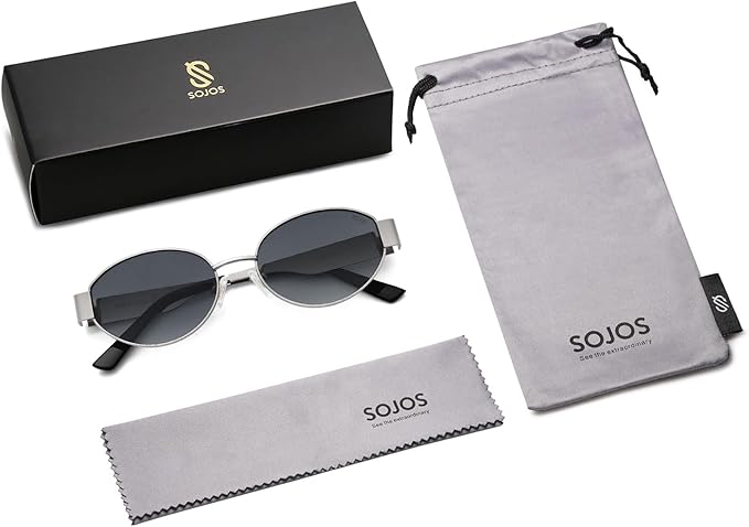 SOJOS Retro Oval Sunglasses for Women Trendy Classic Shades UV400 Protection SJ1256