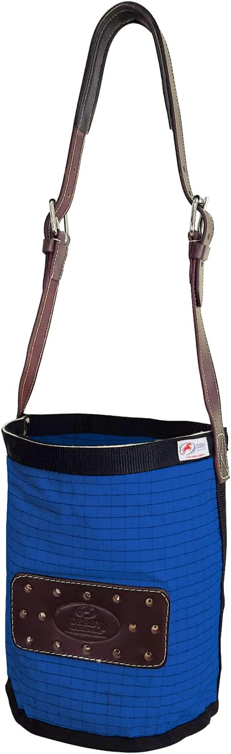 Derby Originals Ripstop 24 Oz Canvas Feed Bag with Padded Leather Crown Strap for Safety and No-Spill Flap Design