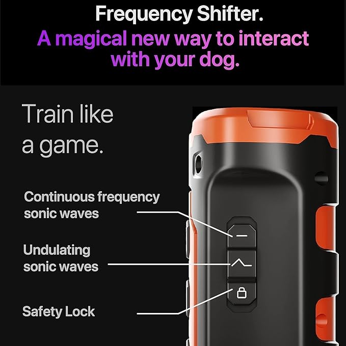 Ultrasonic Dog Bark Deterrent Device, 50 Ft Range, Black (Black)