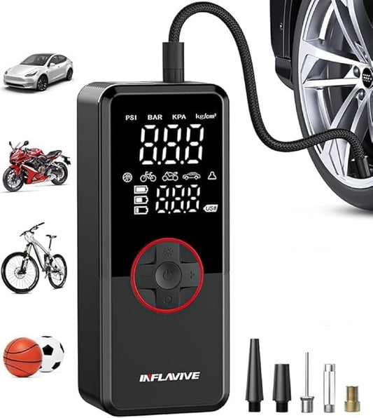 Tire Inflator Portable Air Compressor,150PSI Faster Inflation Cordless Tire Air Pump with Digital Gauge,Auto Shut-Off,LED Light,Electric Air Pump for Car Tires,SUV, Motorcycle, Bike, Balls
