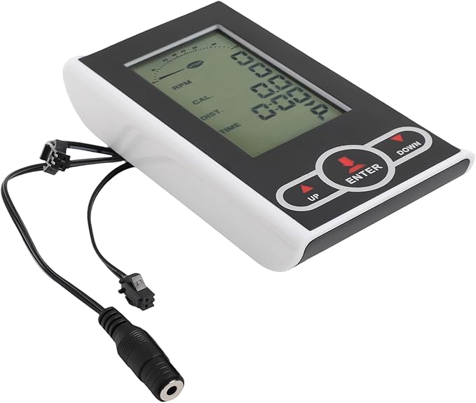 Exercise Bike Computer Monitor with Speedometer Display Heart Rate Sensor for Stationary Bike Elliptical Machine Time Speed Calories Tracking Accessory