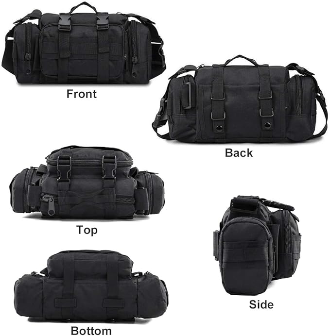 BraveHawk OUTDOORS Bike Handlebar Bag, 900D Nylon Oxford Multi-purpose Waist Bag Water Resistant Bicycle Cycling Pack (Black)