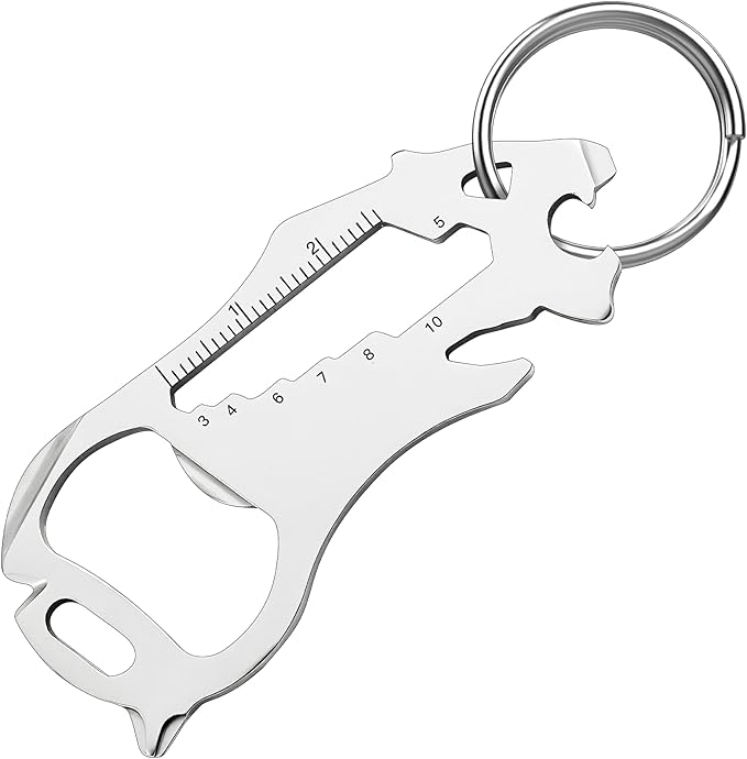 Father's Day Gifts for Dad from Daughter Son, Keychain Multi-tool 16 in 1 Pocket Gadgets Tools Bottle Opener Screwdriver, EDC Tool Key Ring Anniversary Birthday Gifts for Men Him (Tiger)