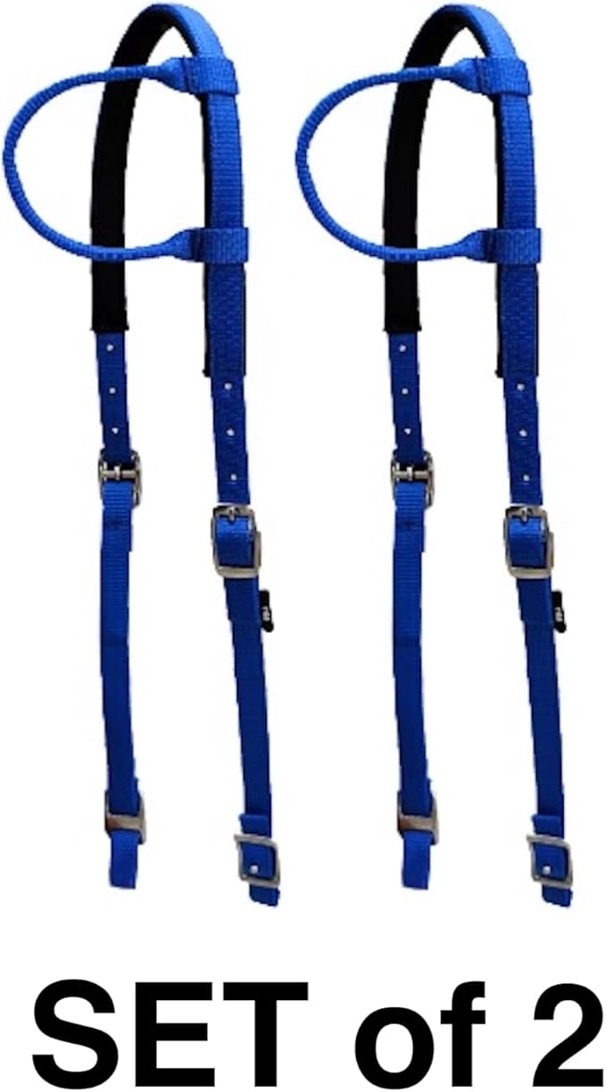 Majestic Ally Nylon Padded Sliding Single Ear Headstall for Horses- Set of 2 - Multiple Colors