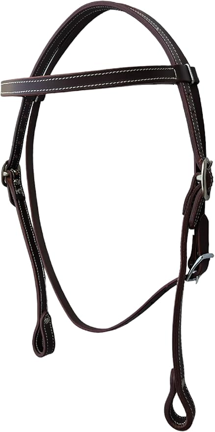 Double Stitched Latigo Leather Browband Western Horse Headstall