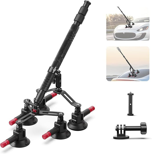 NEEWER 5 in 1 Suction Car Mount Kit Compatible with Insta 360 X5 X4 X3 Insta360 X2 GoPro Max DJI OSMO 360 Action Camera Accessories, Quick Release with Invisible Selfie Stick for Windshield, CA075