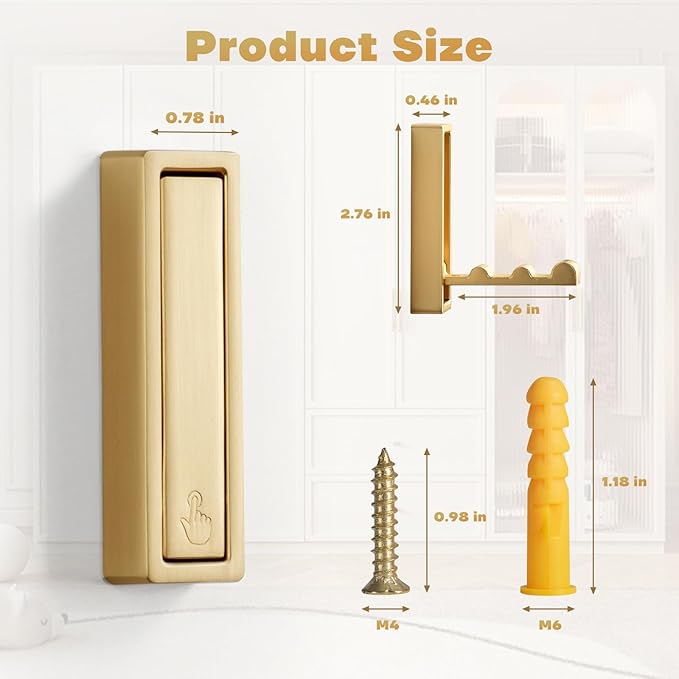 Folding Coat Hooks, 4Pcs Foldable Heavy Duty Wall Hooks Zinc Alloy No Rust Fold Up Hooks for Coat, Towel, Key, Hat, Bag, Jacket, Backpack. (Gold)