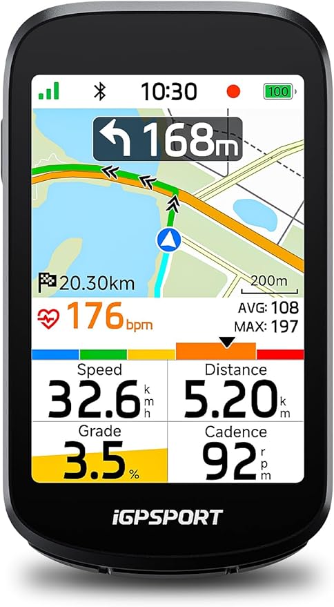 iGPSPORT BSC500 GPS Bike Computer, 3.3'' Touchscreen MAP & Voice Navigation Ebike Mode Climb Training Function