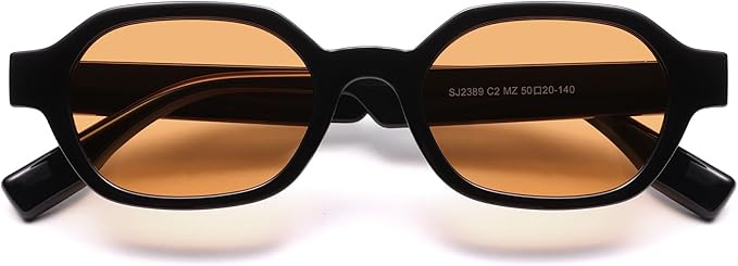 SOJOS Retro Polarized Hexagon Sunglasses for Women Men, UV400 Trendy Rectangle 70s 80s 90s Shades SJ2389