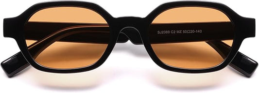 SOJOS レトロ偏光ヘキサゴンサングラス レディース メンズ、UV400 トレンディな長方形 70年代 80年代 90年代 シェード SJ2389
