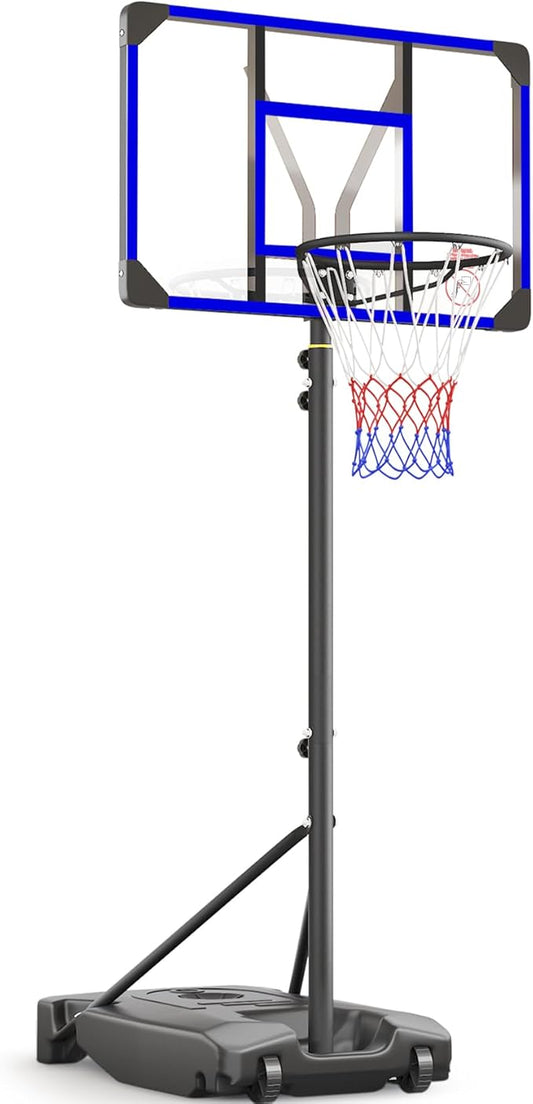 Kids Basketball Hoop Outdoor 4.82-8.53ft Adjustable, Portable Basketball Hoops & Goals for Kids/Teenagers/Youth in Backyard/Driveway/Indoor, with Enlarged Base and PC Backboard