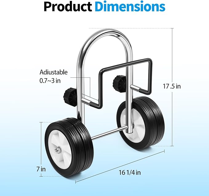 Boat Dolly Canoe and Fishing Boat, Heavy-Duty Chrome-Plated Steel Boat Carrier Cart with Dual Wheels, Adjustable Clamp(Fit Transoms up to 3" Thickness)