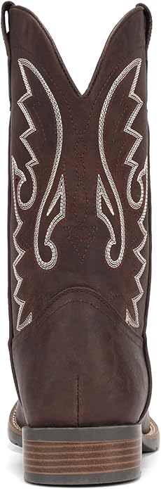 IUV Cowboy Boots For Men with Wide Square Toe Western Retro Boot Durable Classic Fashionable Embroidered Pull On Slip Resistant Boots