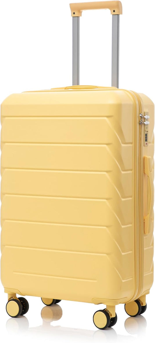 28 Inch ABS Hard Shell Large Luggage With Combination Lock and Side Hooks, Yellow