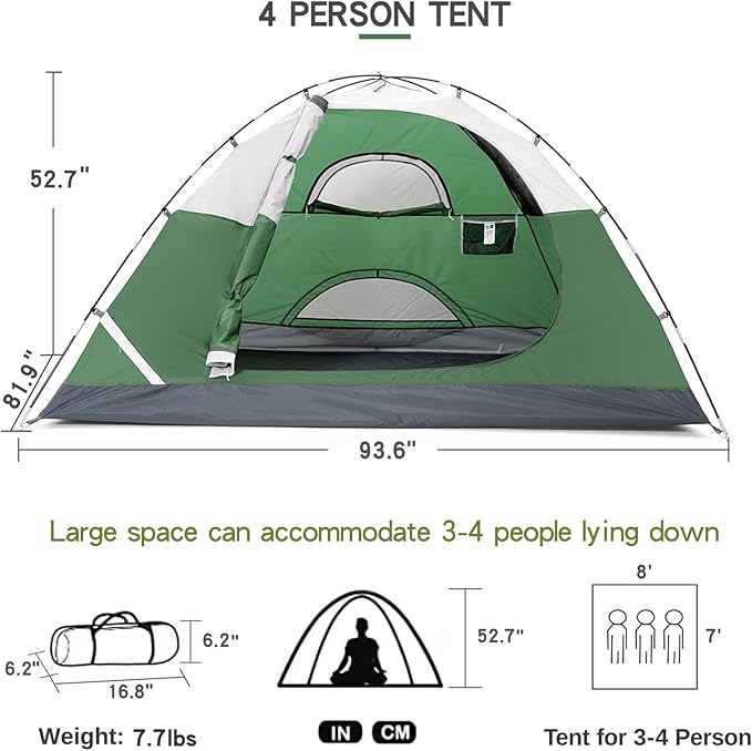 CAMEL CROWN Tents for Camping 2/3/4/5 Person Camping Dome Tent, Waterproof,Spacious, Lightweight Portable Backpacking Tent for Outdoor Camping/Hiking