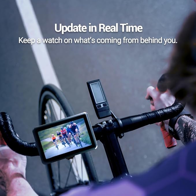 FEISIKE Handlebar Bike Mirror, Bicycle Rear View Camera with 4.3'' HD Night Vision Function, 145° Wide Angle View, Adjustable Rotatable Bracket, Compatible with Bicycle, Mountain, Road Bike