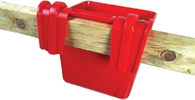Little Giant® Plastic Hook Over Feeder | Mountable Livestock & Pet Feed Bucket | Horse Feed Bucket | Made in USA | 15 Quarts | Red