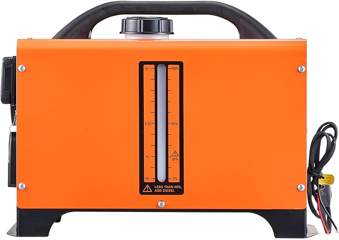 VEVOR ディーゼルヒーター、12V オールインワン ディーゼルエアヒーター、リモコンとLCDディスプレイ付き、5L燃料タンク急速加熱ポータブルディーゼルパーキングヒーター、RV、トラック用、8KW、ベーシック、オレンジ