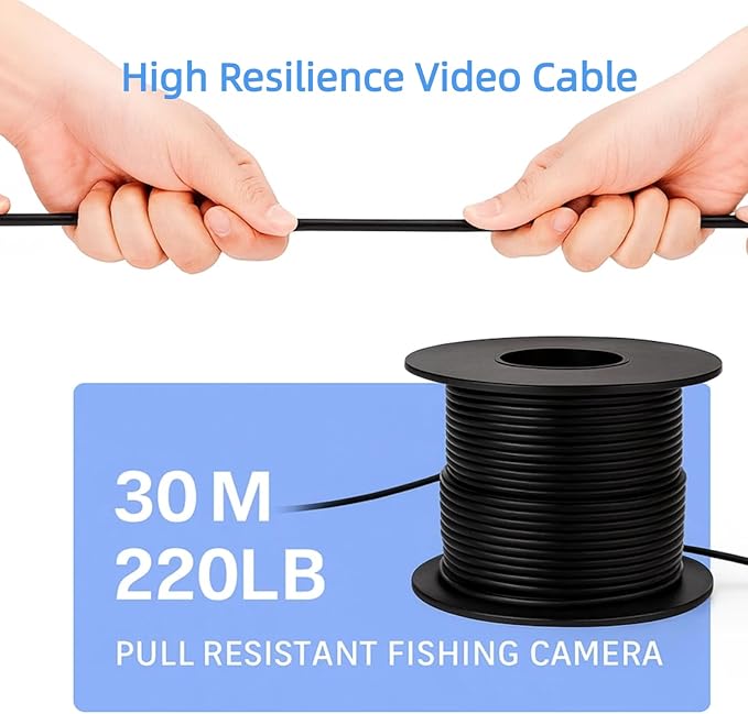 5" Underwater Fishing Camera 98ft Cable, Portable Fish Finder with Camera, Night Vision Ice Fishing Camera, Waterproof Fish Camera for Boat, Kayak & Lake Fishing, Easy to Use for Beginners