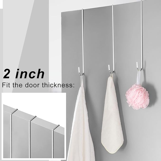 Hotop 15 Inch Wreath Hangers for Front Door Wreath Doors Hangers Steel Material Clothes Towel Hooks Holder Over The Door Hanger Hooks 2 Pcs for Christmas Halloween Front Decorations(Silver)