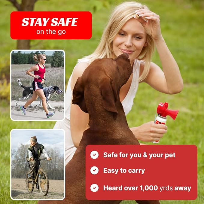 Genuine DOG HORN XL - Pet Training Air Horn. Stop Dog Fights, Scare Coyotes, Bear, & Other Wild Animals! Effective Outdoor Safety Alarm for Hiking, Biking, Camping, Boating, & More!