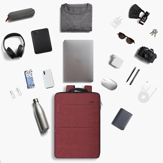 ZINZ Slim & Expandable Laptop Backpack 15 15.6 16 Inch Sleeve, Spill-Resistant Notebooks Bag Case for Most 14-16 Inch MacBooks Surface-Books Dell HP Lenovo Asus Computers,RD01BK01