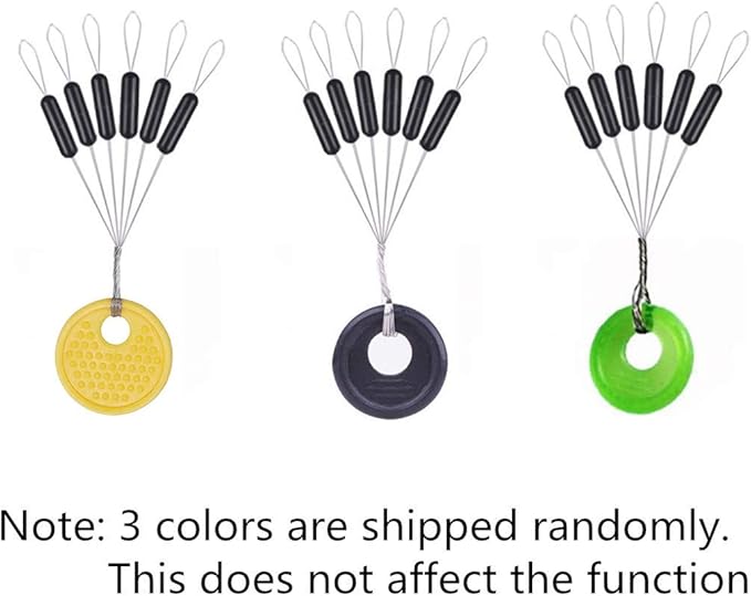 Rubber Fishing Bobber Stopper,6 in 1 Float Sinker Stops,Black Orange & Colorful Oval Cylinder,L M S Float Stop Available