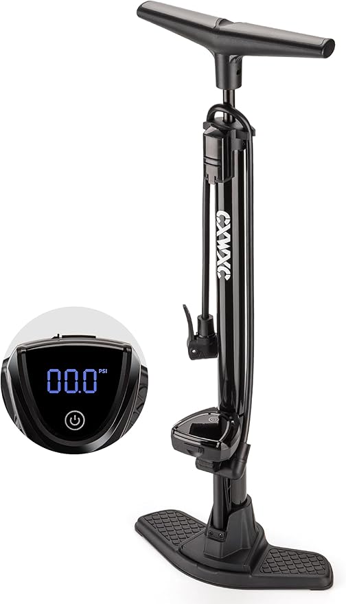 CXWXC Bike Floor Pump with Digital Gauge – 140 PSI Bicycle Tire Pump fits Presta & Schrader Valve – Portable Bike Air Pump with Large Display for Easy to Read