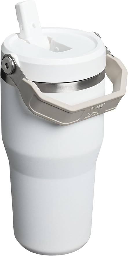 STANLEY IceFlow 2.0 フリップストロータンブラー ハンドル付き 20oz | ツイストオンリッドとフリップアップストロー | 漏れ防止ウォーターボトル | 真空断熱ステンレス | BPAフリー | フロスト