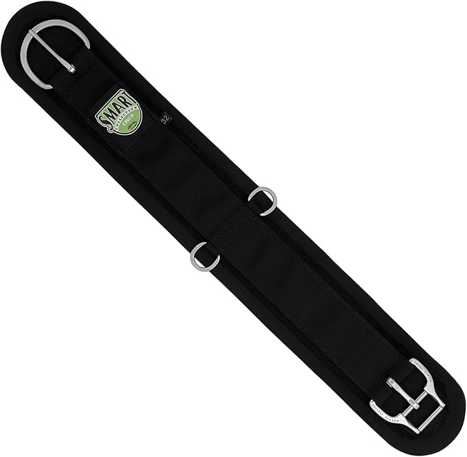 Weaver Equine ‎Straight Smart Horse Cinch, Anti-Slip Felt Lined Saddle Cinch Girth with Smart Cinch Buckle, Western Horse Riding Supplies, ‎Black
