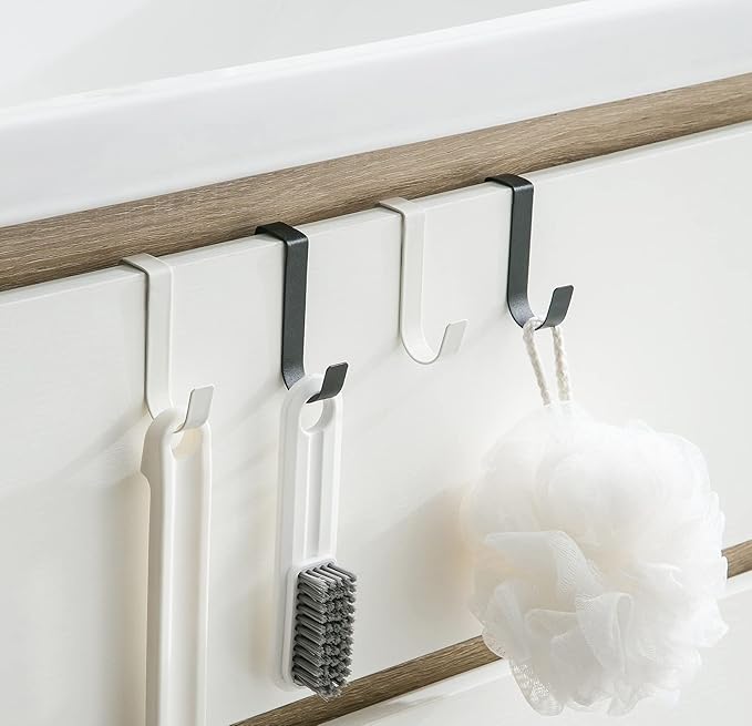 eywlwaar Over The Cabinet Door Single Hooks 10 Pack (10P-Black)