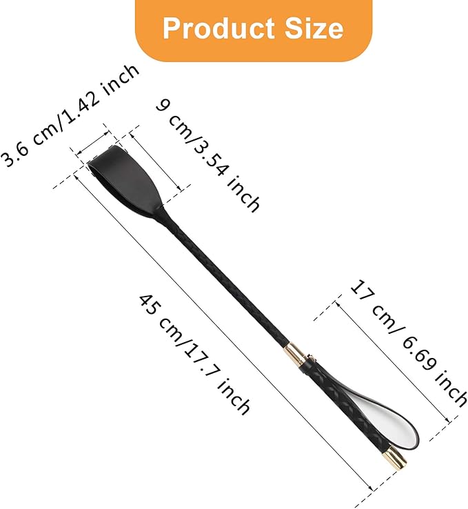 Coolrunner Riding Crop for Horse, 18 Inch Horse Whip with PU Leather Equestrianism Horse Crop Double Slapper Horse Whip Black Crops for Horses