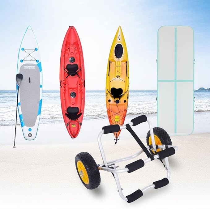 Ktaxon Kayak Cart Boat Canoe Carrier Dolly Trailer Tote, Foldable Paddle Board Trolley Boat Trailer Transport with NO-Flat Airless Tires Wheels