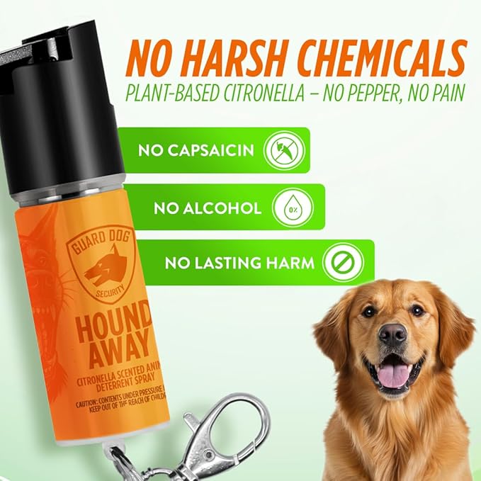Citronella Dog Deterrent Spray, Dog Spray Self Defense, Training and Barking, Long-Range Dog Repellent, Portable Canister (0.5oz / 2oz)